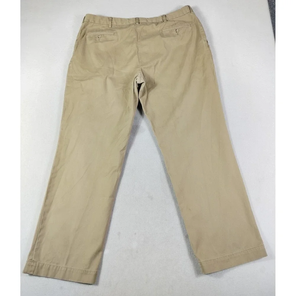 Vintage Polo Ralph Lauren Pants Mens 42 Beige Cotton Chino Flat Front Casual